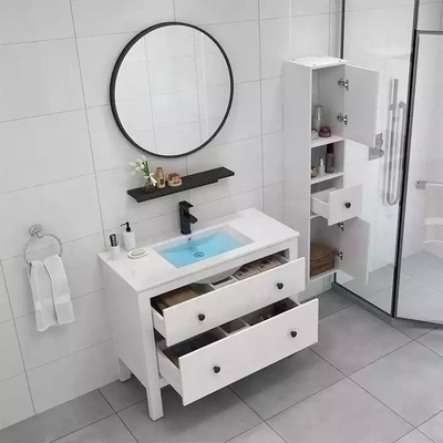 現代純木の浴室用キャビネットの虚栄心の家具のシングル流しのユニット