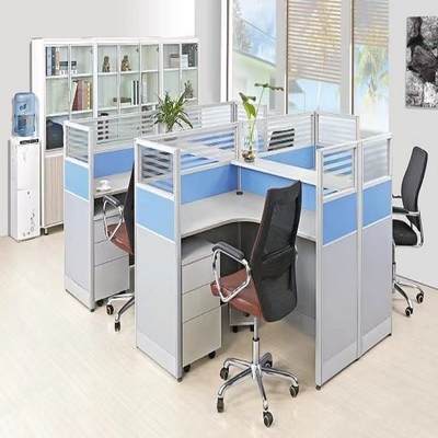 ISO9001方法オフィスの仕切りのガラス壁4のSeaterのキュービクルMFCの現代机のディバイダー