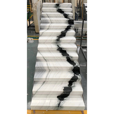 OEM ODMのパンダの白黒大理石階段自然な石造りの螺旋階段