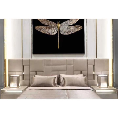 上限のSize Bed Titaniumホテルの本革王のステンレス鋼のベッド