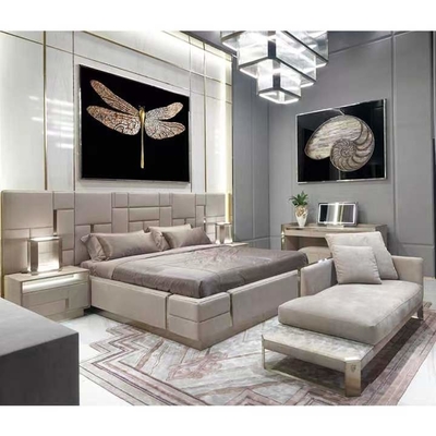 上限のSize Bed Titaniumホテルの本革王のステンレス鋼のベッド