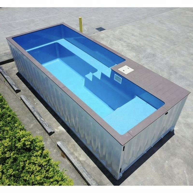 カスタマイズされる屋外は20' 40'を2&quot;の輸送箱のプール厚い窓および鋼鉄階段着色する